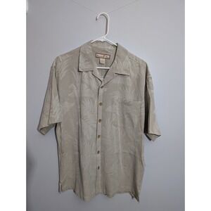 NWT Paradise Blue 100% Silk Hawaiian Aloha Camp Shirt Short Sleeve Men's Size Lg